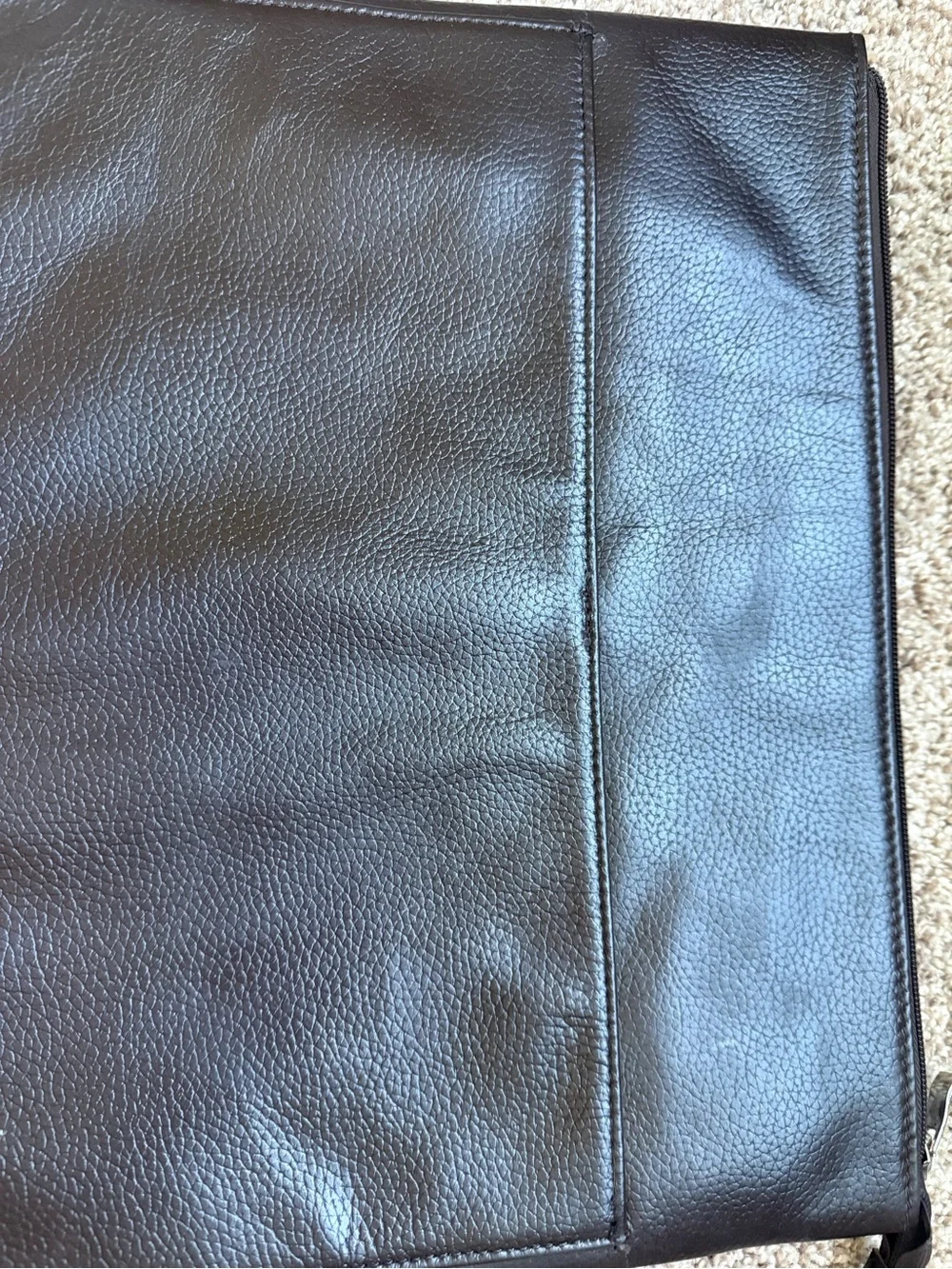 Black pebbled Leather Zip laptop sleeve Portfolio Briefcase